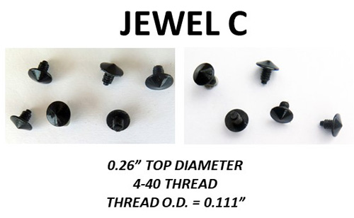 BLACK JEWELS/CLIP SCREWS FOR PARKER VACUMATIC CAPS AND BLIND CAPS.